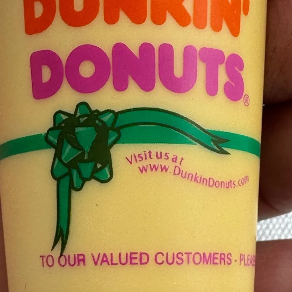 Dunkin' Donuts Holiday Ornament Set - munchkin box and coffee cup 2003